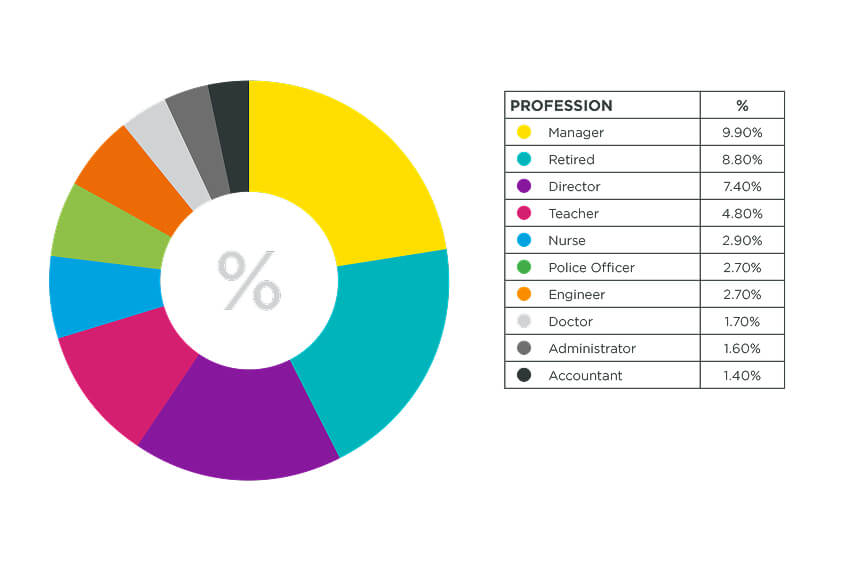 Pie chart of EV sales by profession