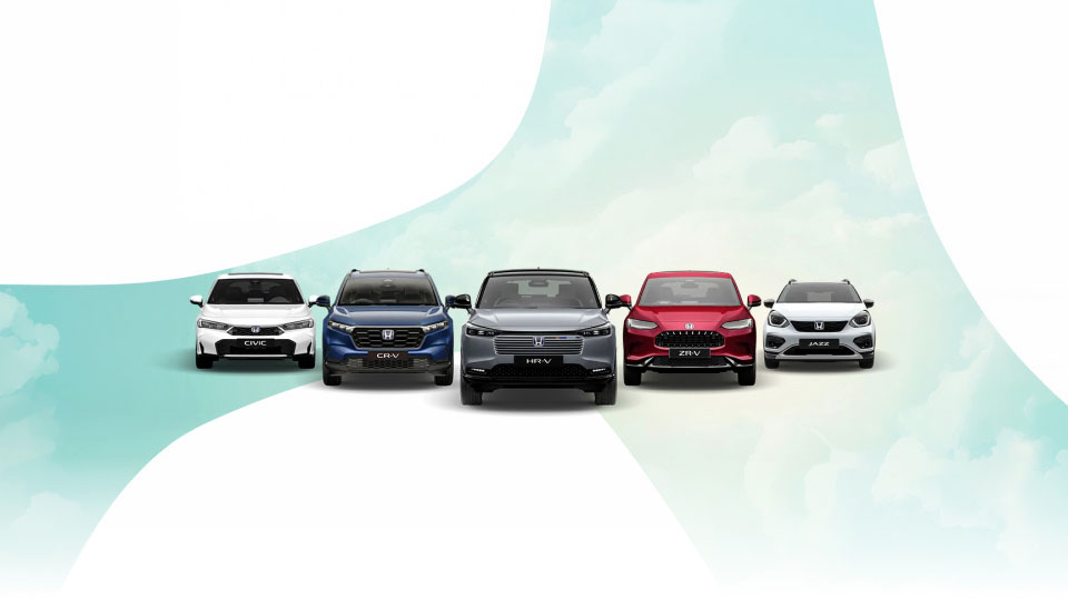 Honda range of cars side by side