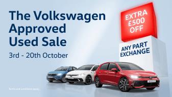 Volkswagen Cars Lined Up and sale messaging 