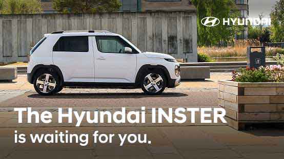 Hyundai INSTER side on with "waiting for you" messaging