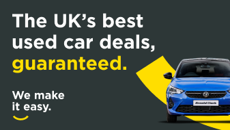 The UK's best used car deals, guaranteed text with a blue car