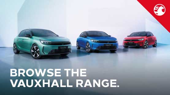 Vauxhall range of cars parked.