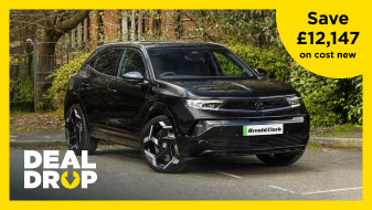 26-plate Vauxhall Mokka in black with save £12,147 on cost new in black text 
